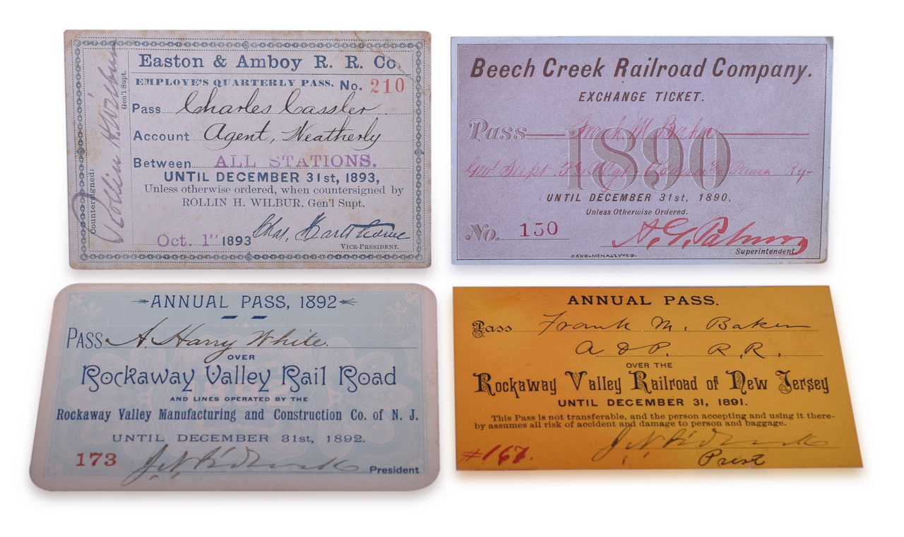 5431 - Four New Jersey Area Railroad Annual Passes - Rockaway Valley, Easton & Amboy, and Beech Creek thumbnail