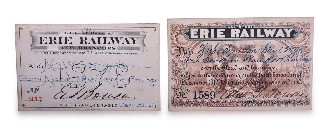 5437 - 1875 and 1876 Erie Railway Annual Passes thumbnail