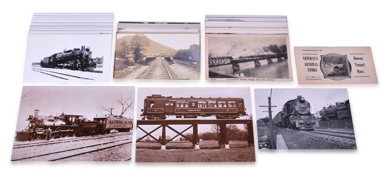 5446 - Approx. 50 Black-and-White Railroad Postcards thumbnail