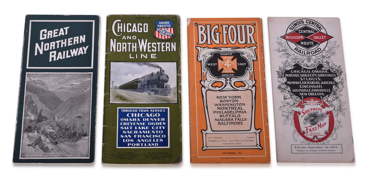 5447 - Four 1901 Railroad Timetables - Illinois Central, Big Four, Chicago & North Western, and Great Northern Railway thumbnail