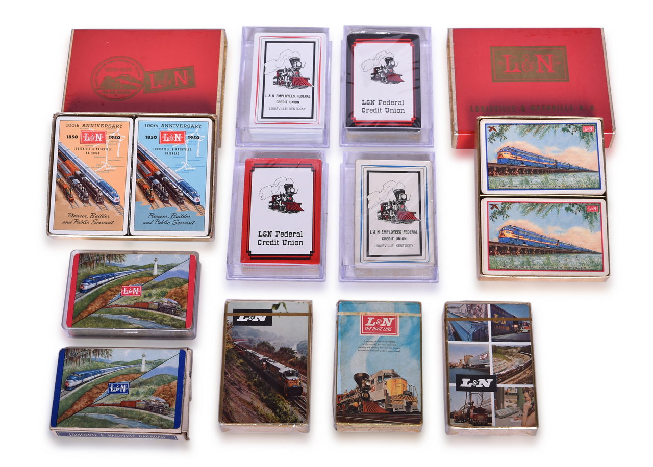 5477 - Thirteen Louisville and Nashville Railroad Playing Card Decks Including New Old Stock thumbnail