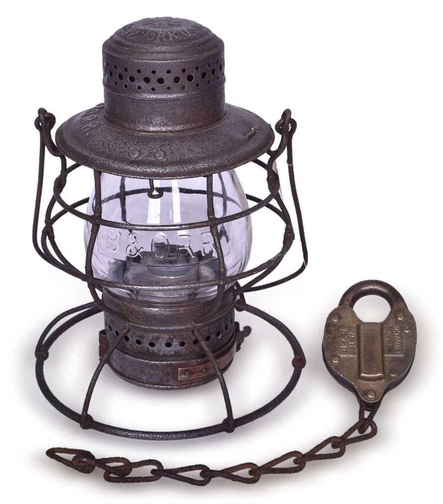 5478 - Dietz Vulcan Baltimore and Ohio Centenary / Colonial Railroad Lantern and Brass Lock thumbnail