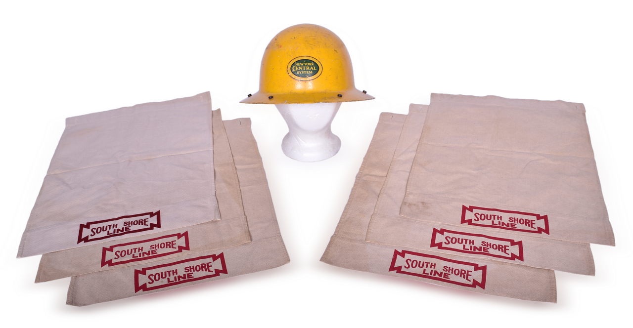 5492 - New York Central Railroad Workman's Helmet and South Shore Line Headrest Covers thumbnail