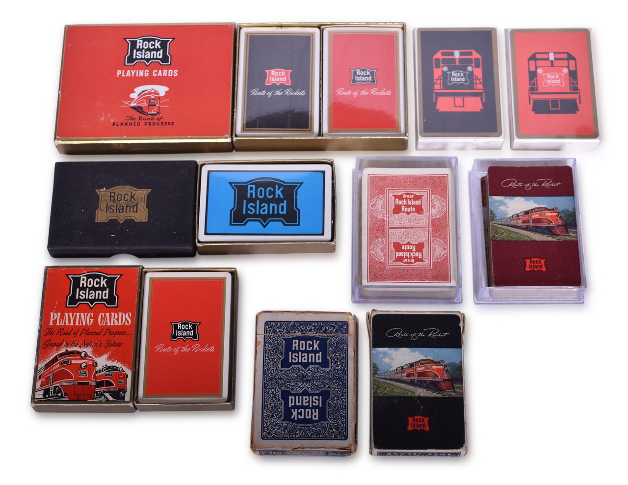 5497 - Ten Chicago, Rock Island and Pacific Railroad Playing Card Decks Including New Old Stock thumbnail