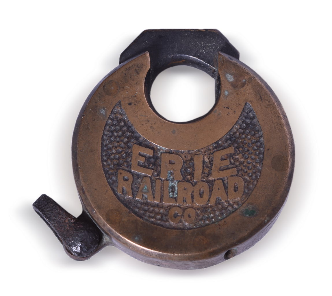 5521 - Erie Railroad Six Lever Brass Pancake Lock thumbnail