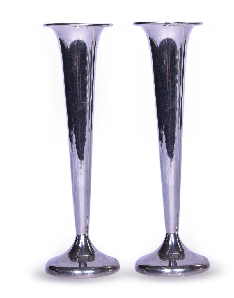 5543 - Pair of Louisville and Nashville Railroad Silver Flower Bud Vases thumbnail