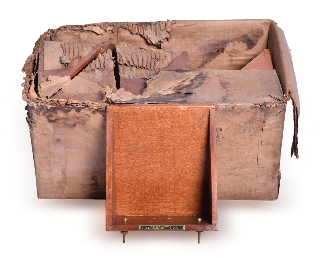 5548 - Six New Old Stock J.H. Bunnell Wooden Sounder Resonator Box Shelves thumbnail