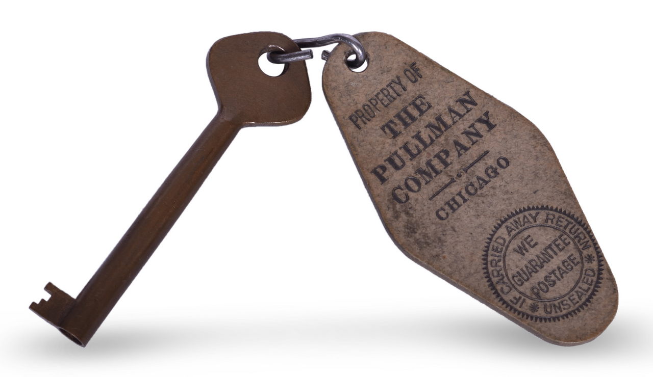 5573 - Pullman Company Railroad Tag and Brass Skeleton Key thumbnail