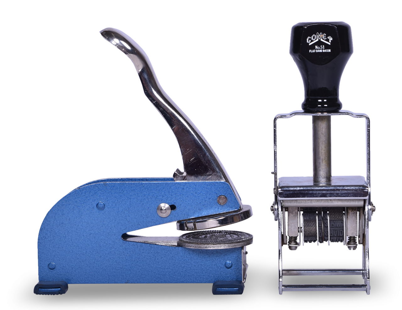 5587 - Louisville and Nashville Railroad Official Longreach Embosser Seal and Comet Self-Inking Rubber Stamp Dater thumbnail