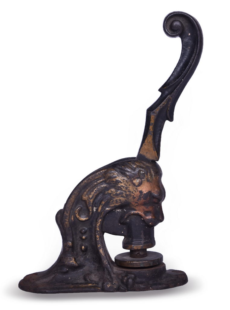 5589 - New Orleans Mobile And Texas Railroad Cast Iron Lion Head Corporate Seal Embosser thumbnail