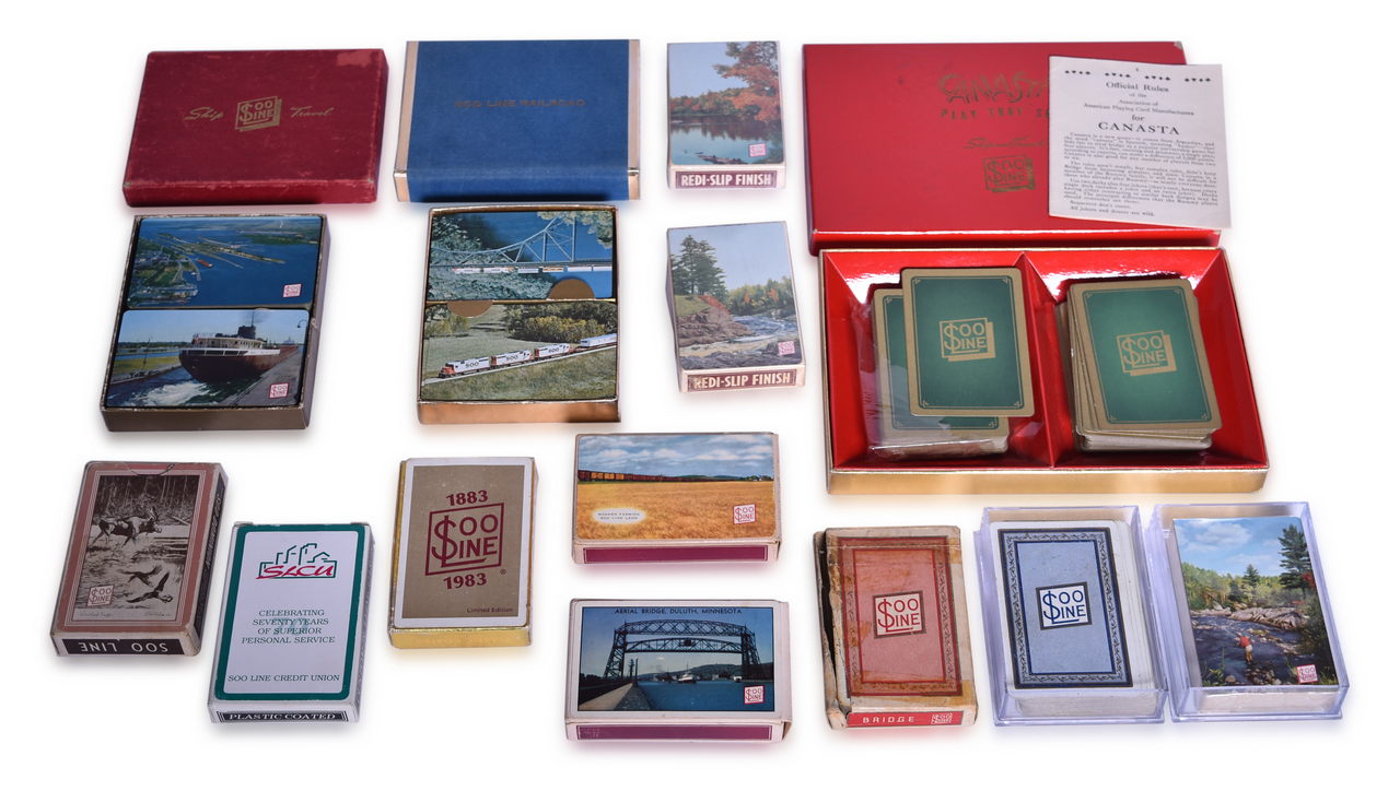 5605 - Sixteen Soo Line Railroad Playing Card Decks Including New Old Stock thumbnail