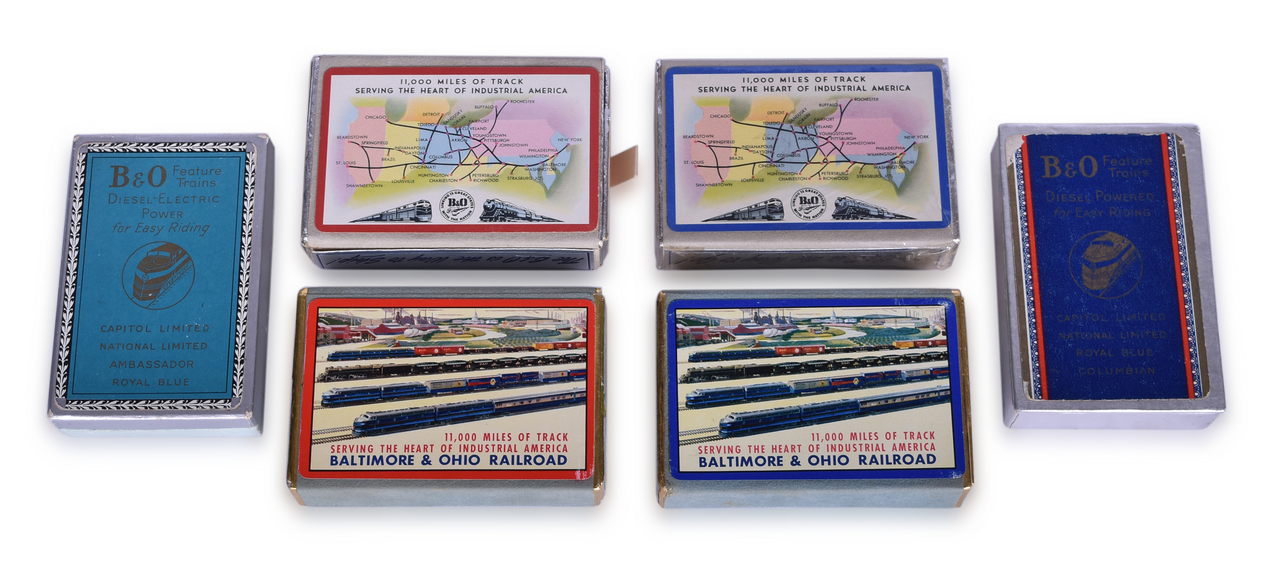 5637 - Six Baltimore and Ohio Railroad Playing Card Decks Including New Old Stock thumbnail