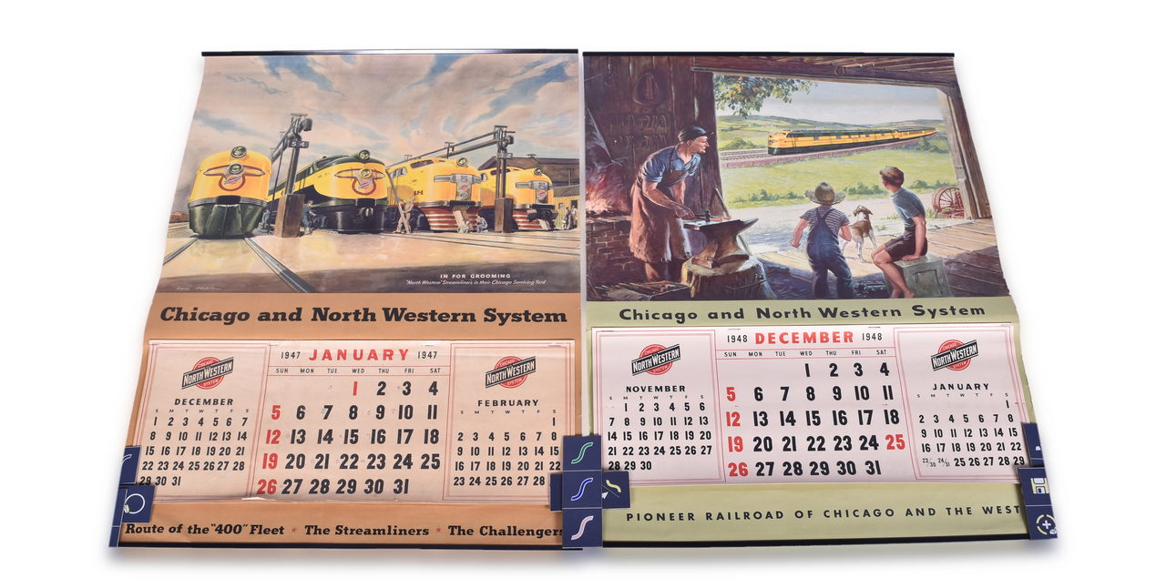 5671 - Pair of Chicago and North Western Railroad Wall Calendars - 1947 and 1949 thumbnail