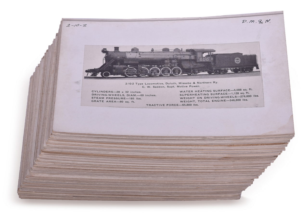 5330 - Group of 109 Steam Locomotive Specification Cards thumbnail