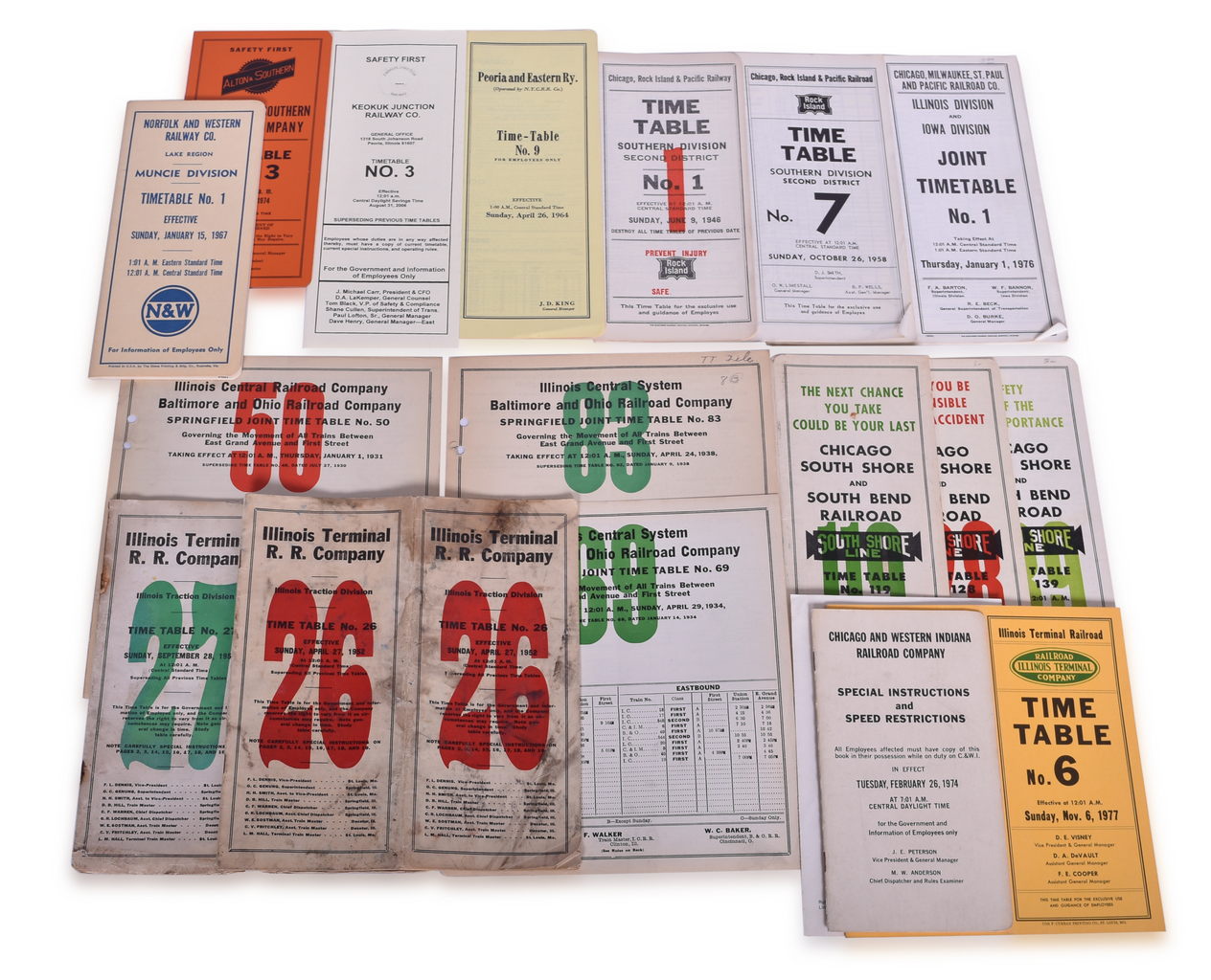 5333 - Nineteen Midwest Railroad Employee Timetables - Illinois Terminal, Illinois Central, Norfolk and Western, Milwaukee Road, and More thumbnail