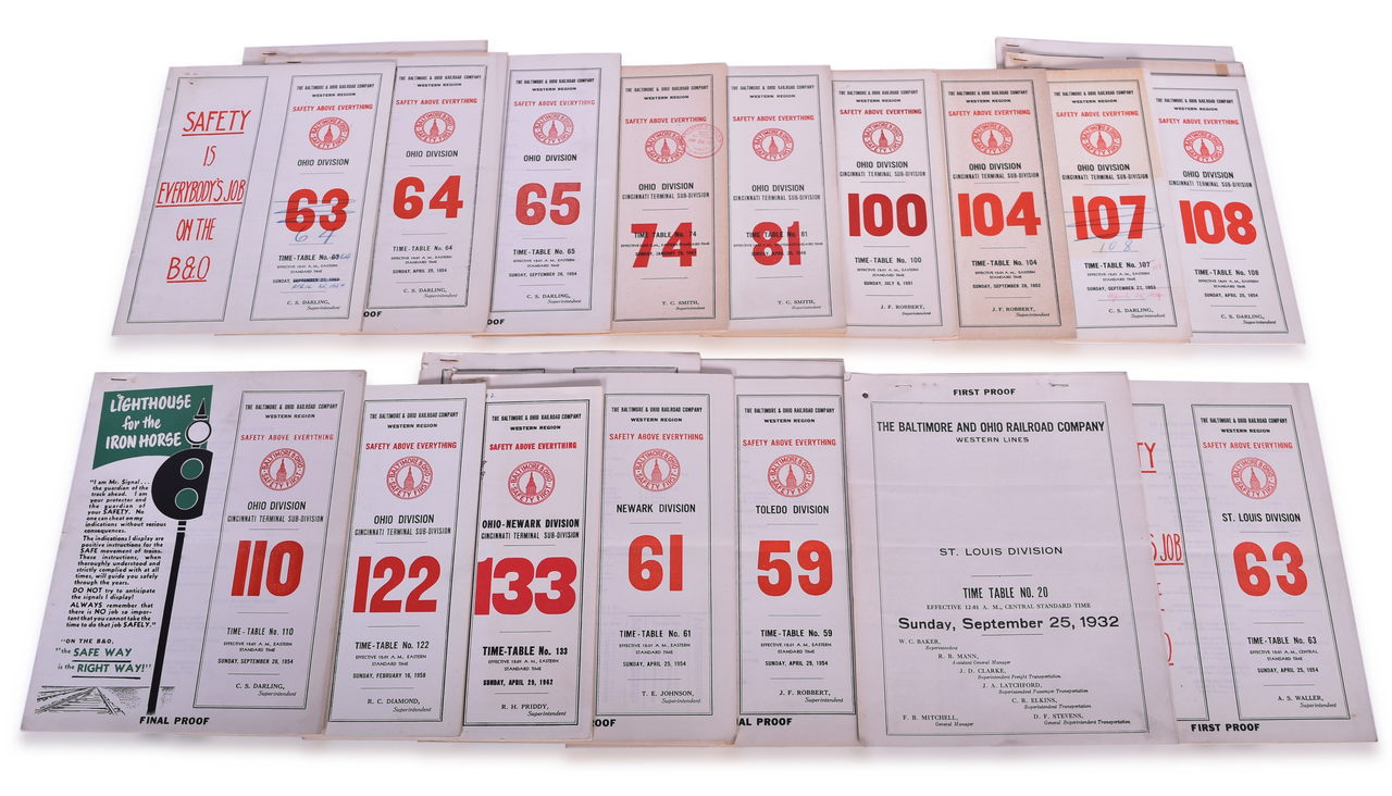 5369 - Twenty-One Baltimore and Ohio Railroad Employee Timetables 1932 to 1962 thumbnail