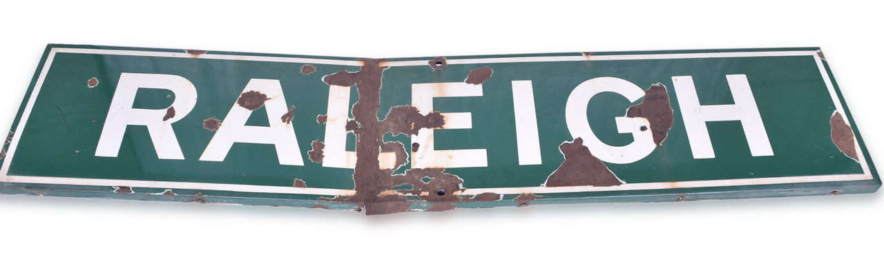 5608 - Southern Railway Raleigh North Carolina Porcelain Depot Sign thumbnail