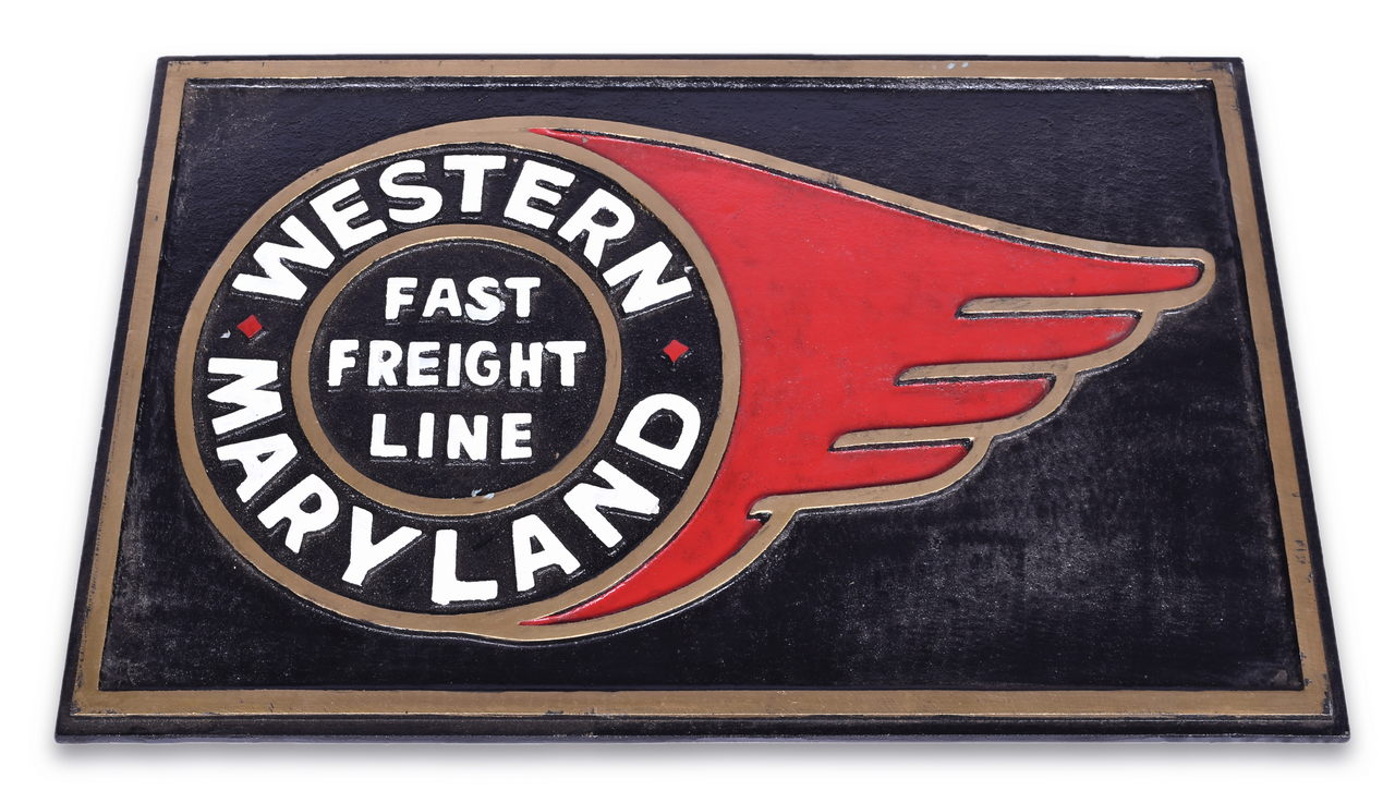 5618 - Western Maryland Railroad Cast Aluminum Fireball Logo Sign thumbnail