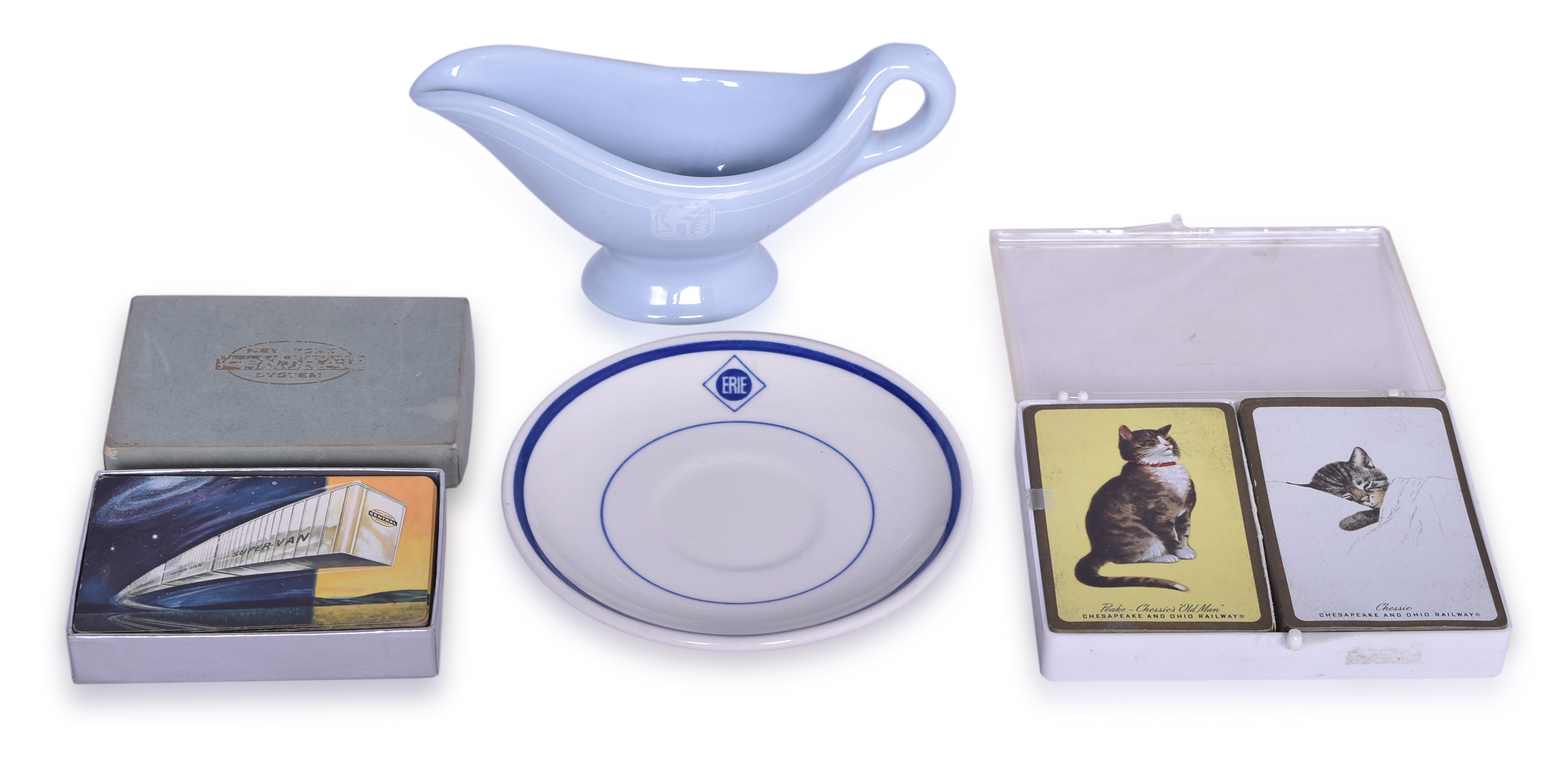 5712 - Group of Northeast Railroad China and Playing Cards - New York, New Haven & Hartford, Erie, New York Central, and Chesapeake & Ohio thumbnail