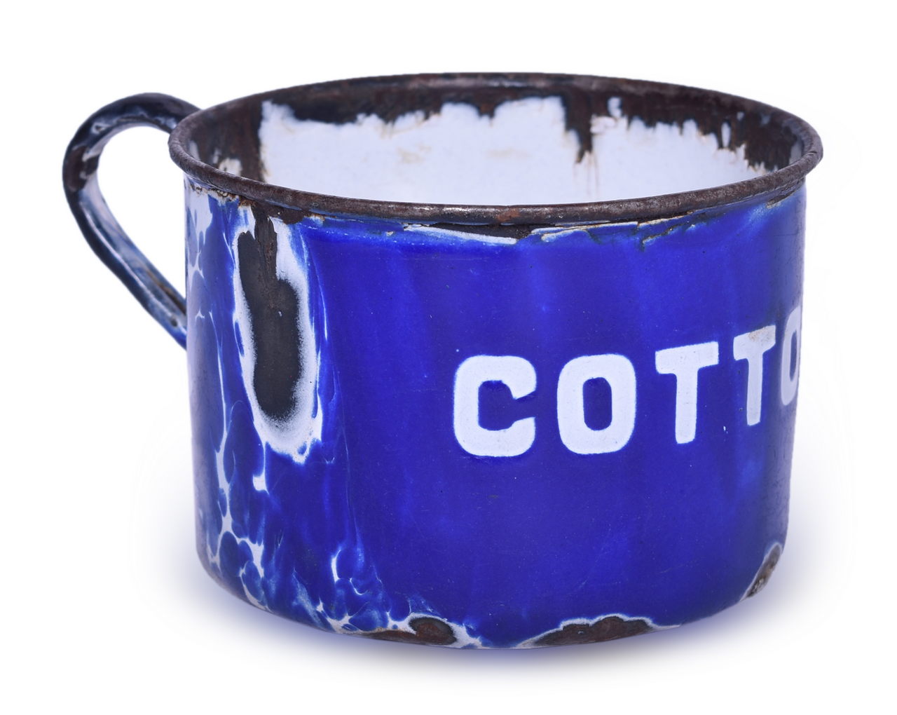 6393 - St. Louis Southwestern Railway Cotton Belt Graniteware Cobalt Blue Enameled Drinking Cup thumbnail