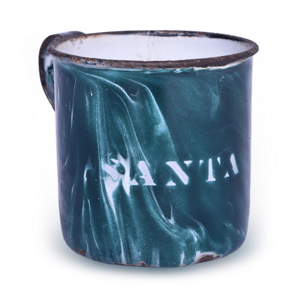 6405 - Santa Fe Railroad Green Swirl Graniteware Worker's Drinking Cup thumbnail