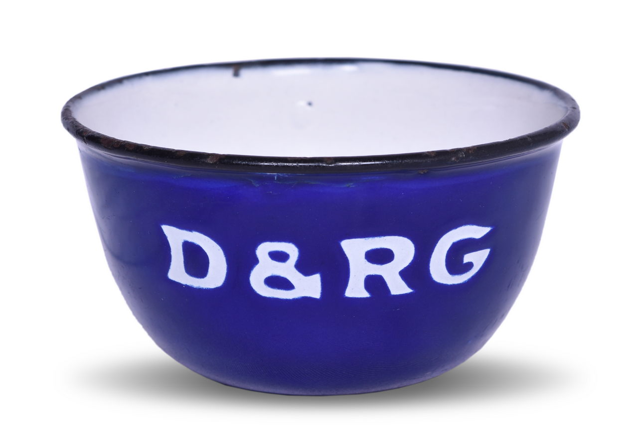 6409 - Denver & Rio Grande Railroad Graniteware Cobalt Blue Enameled Drinking Cup thumbnail