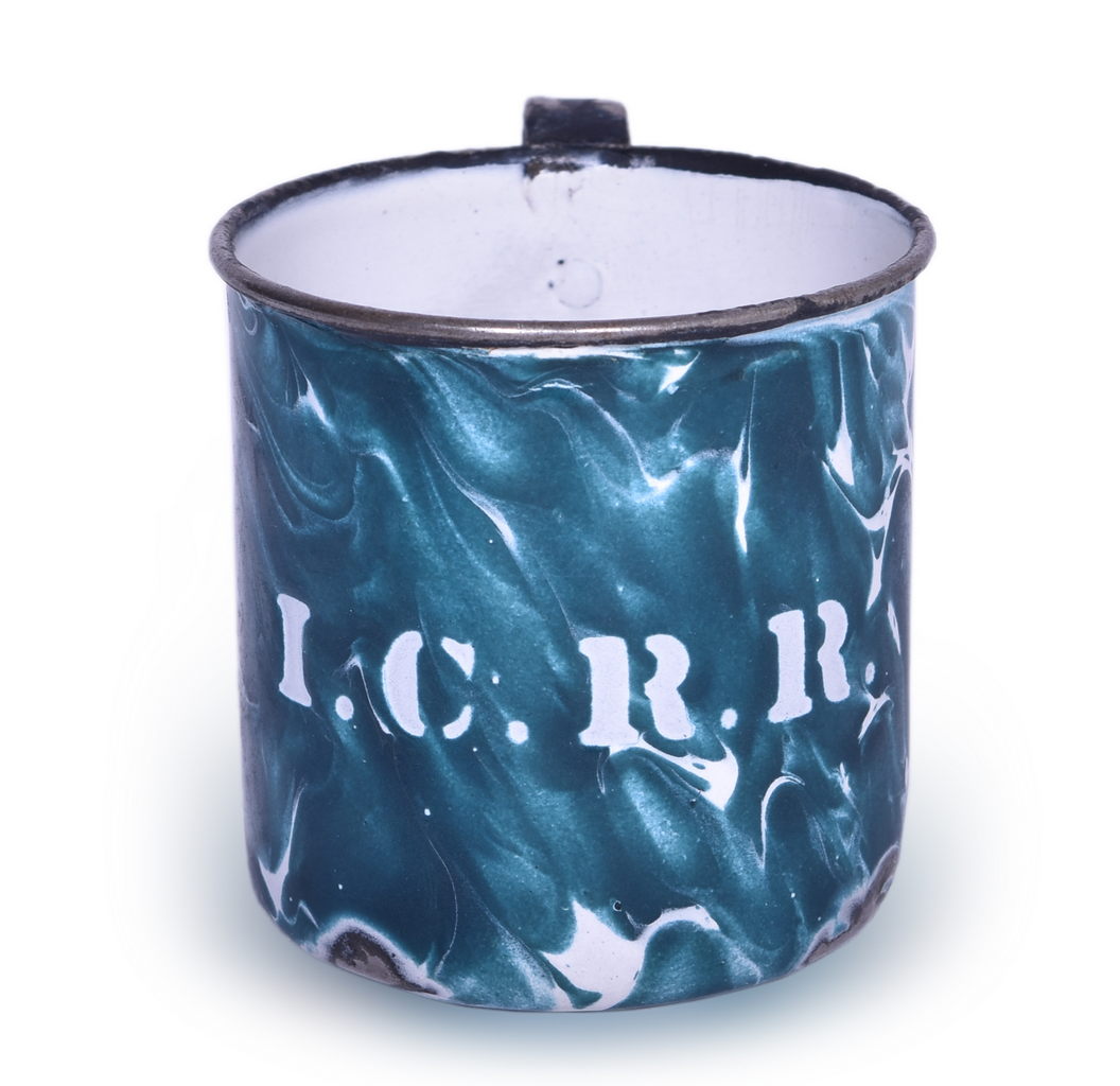 6421 - Illinois Central Railroad Enamelware Marbled Swirl Worker's Drinking Cup thumbnail