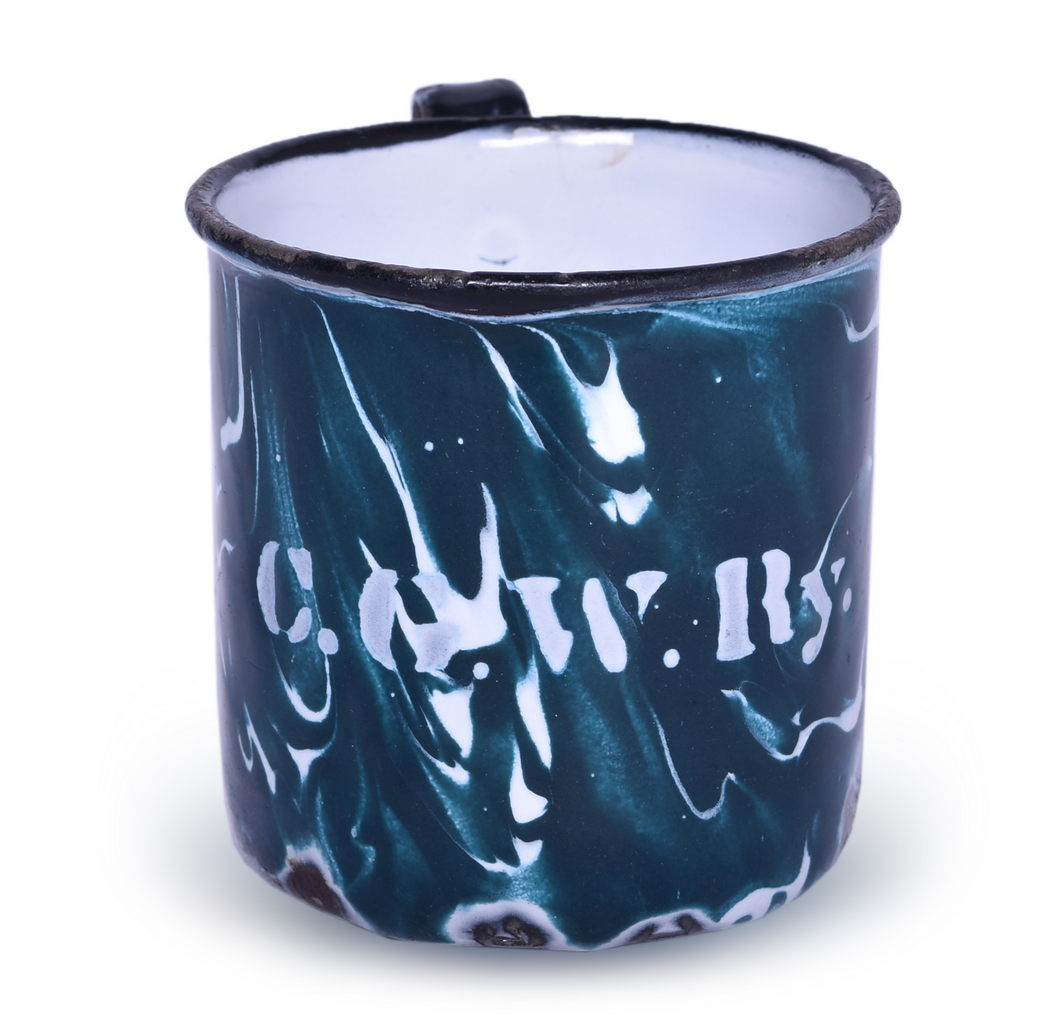 6441 - Chicago Great Western Railway Green Swirl Graniteware Drinking Cup thumbnail