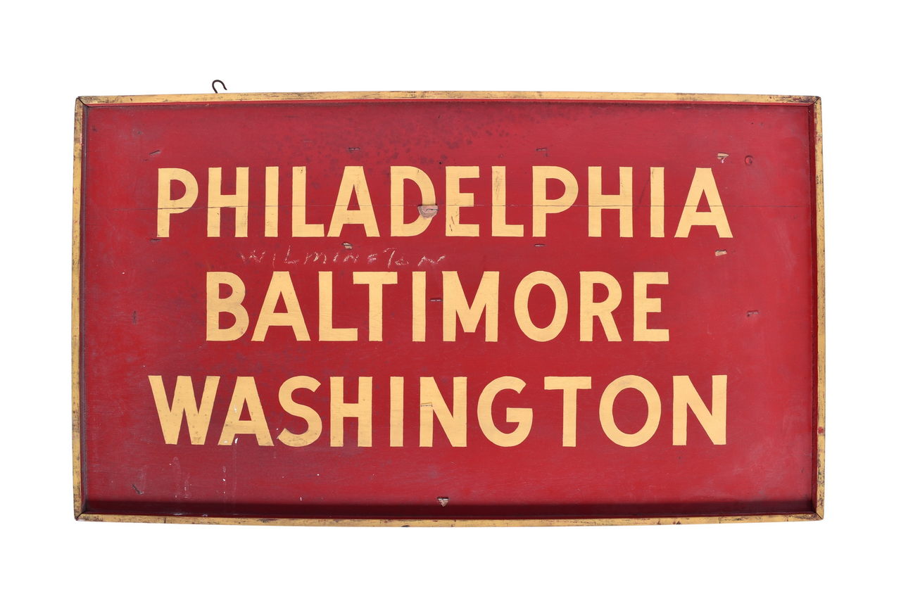 6442 - Pennsylvania Railroad Wooden Gate Sign - Philadelphia - Baltimore - Washington thumbnail