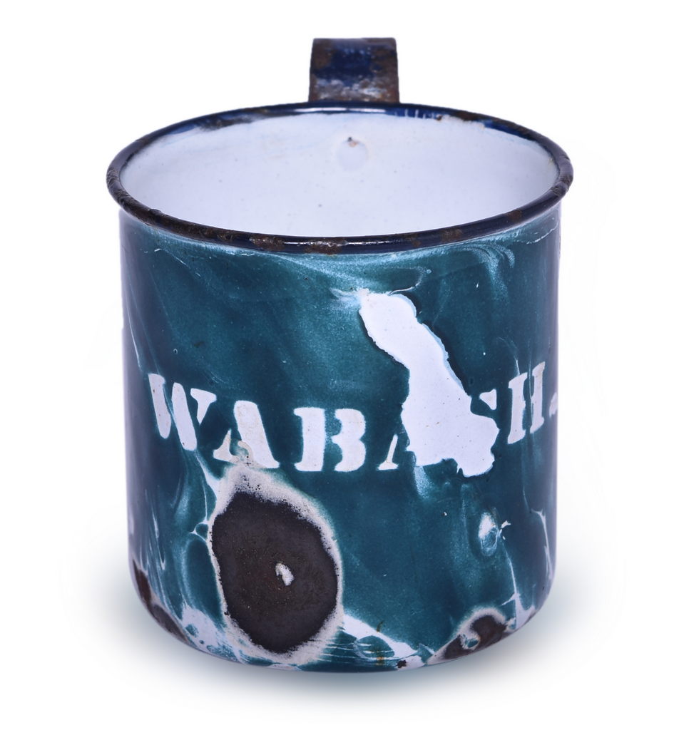 6447 - Wabash Railroad Enamelware Marbled Swirl Worker's Drinking Cup thumbnail