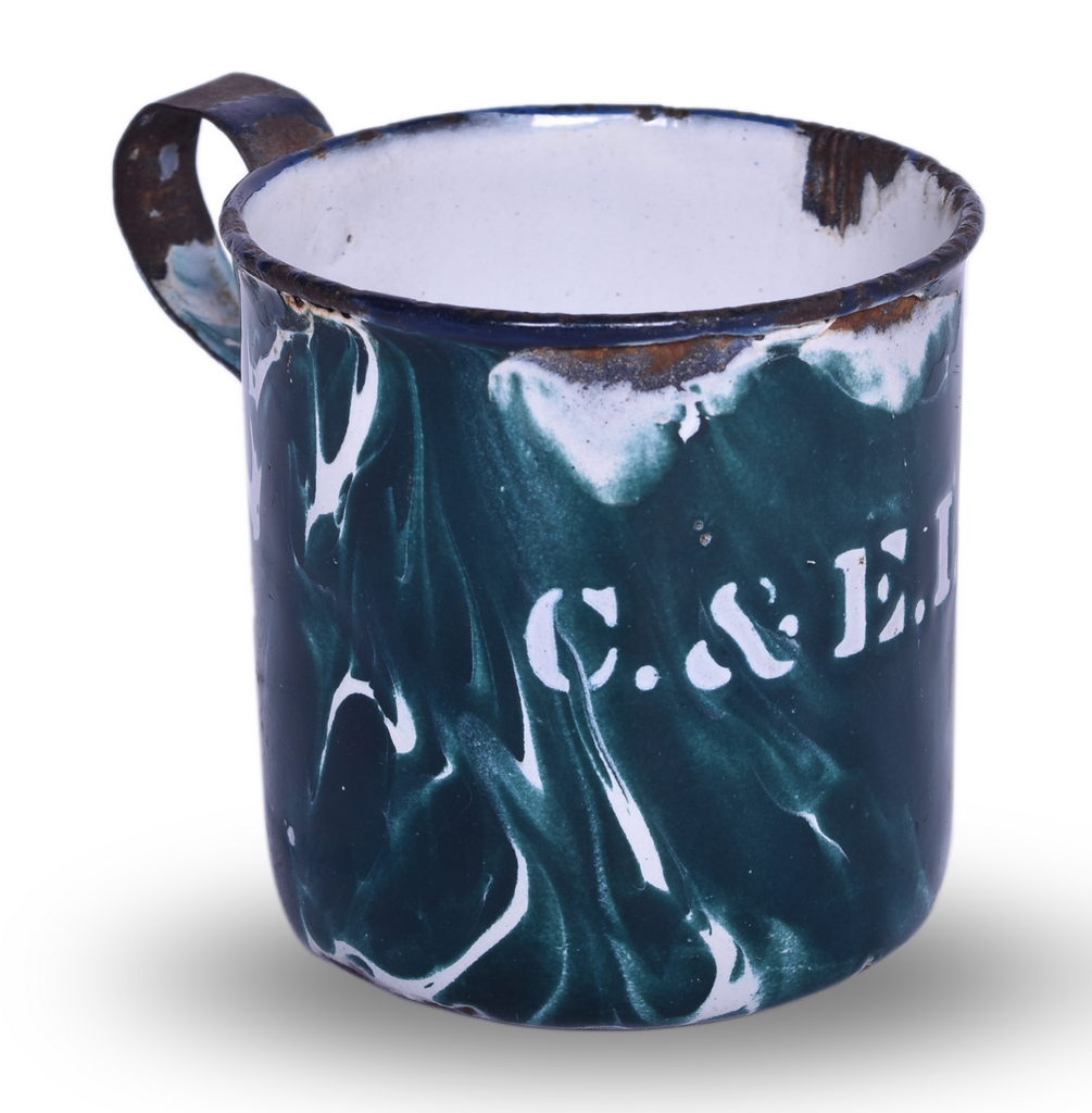 6449 - Chicago & Eastern Illinois Railroad Enamelware Green Swirl Drinking Cup thumbnail