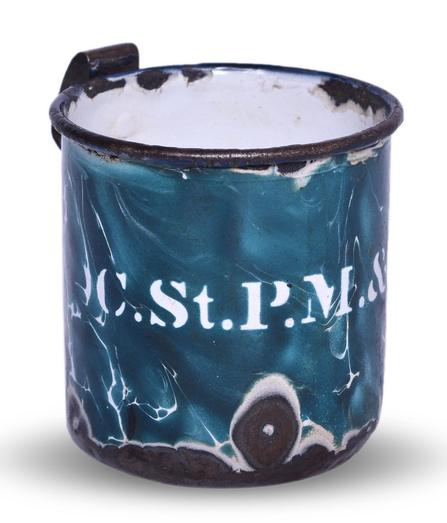 6455 - Chicago, St. Paul, Minneapolis & Omaha Railway Enamelware Green Swirl Drinking Cup thumbnail