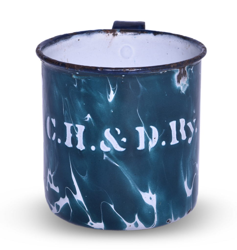 6459 - Cincinnati Hamilton & Dayton Railroad Enamelware Marbled Swirl Drinking Cup thumbnail