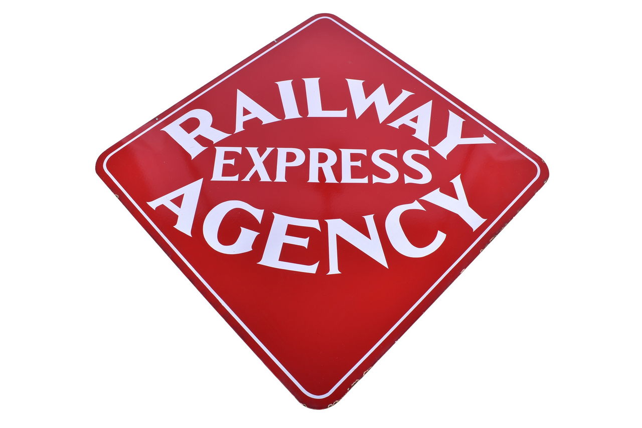 6480 - Railway Express Agency DOUBLE SIDED Porcelain Sign thumbnail
