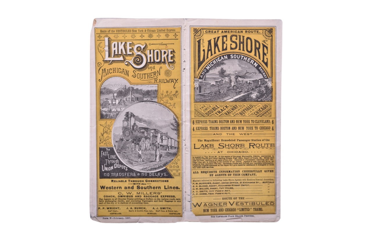 6507 - 1891 Lake Shore & Michigan Southern Railroad Early Timetable thumbnail