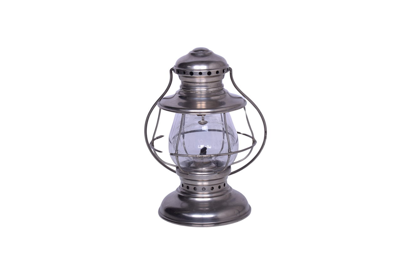 6513 - L.F. Betts Nickel Presentation Railroad Lantern w/ Etched Globe thumbnail