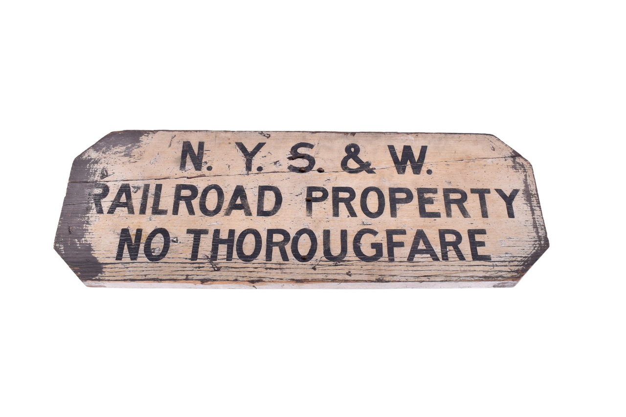 6516 - New York, Susquehanna, and Western Railway Wooden Railroad Property Sign thumbnail