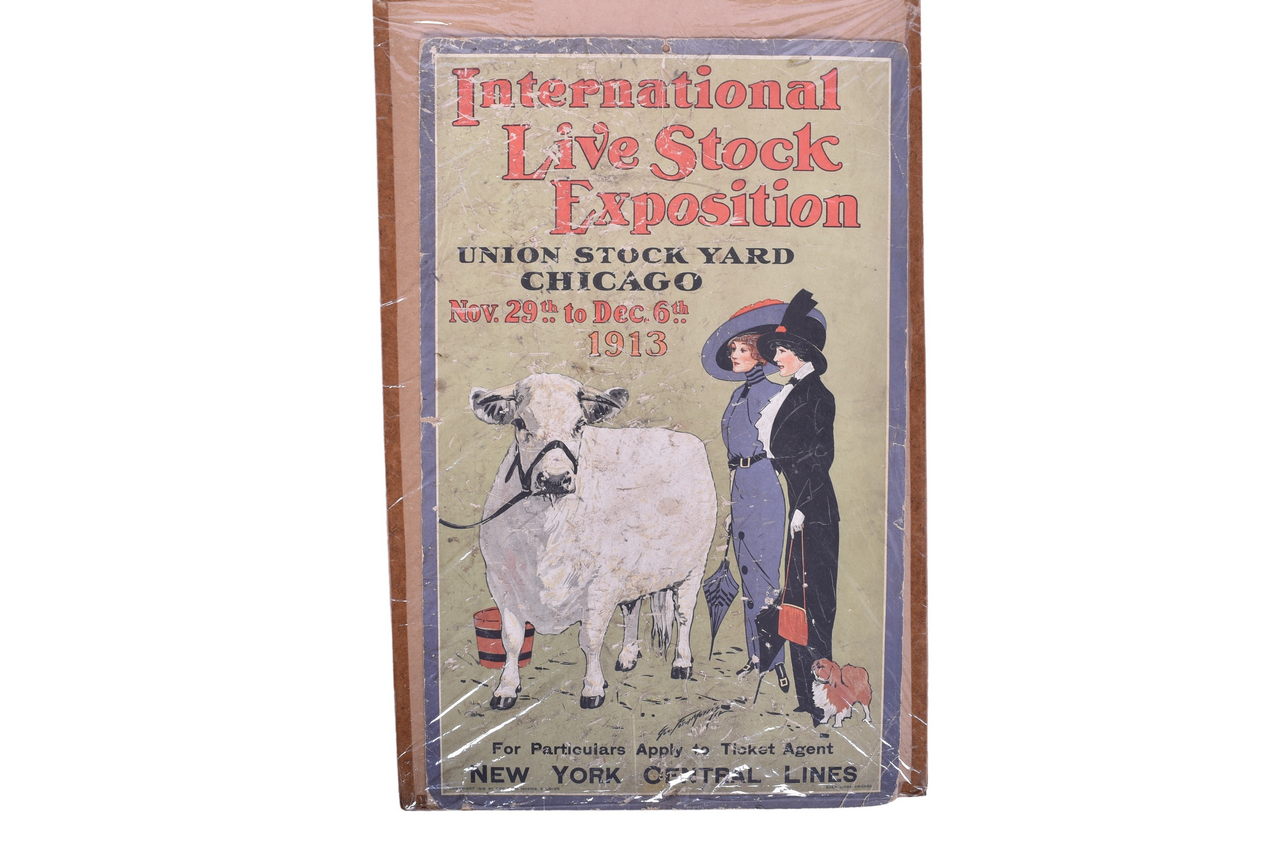 6531 - 1913 New York Central Lines Railroad International Live Stock Exposition Lithograph Poster Sign thumbnail