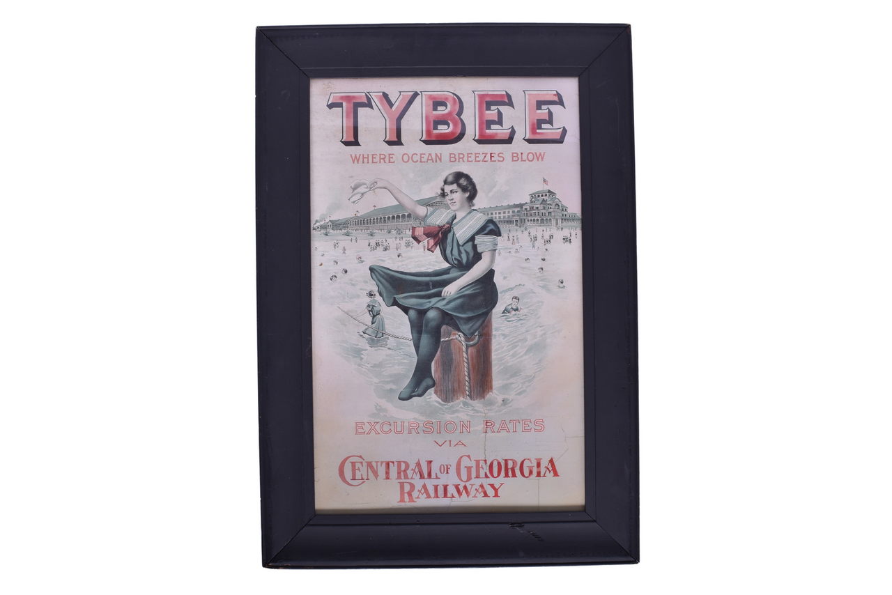 6533 - Early 1900s Central of Georgia Railway Lithograph Poster Advertising Tybee Excursions thumbnail