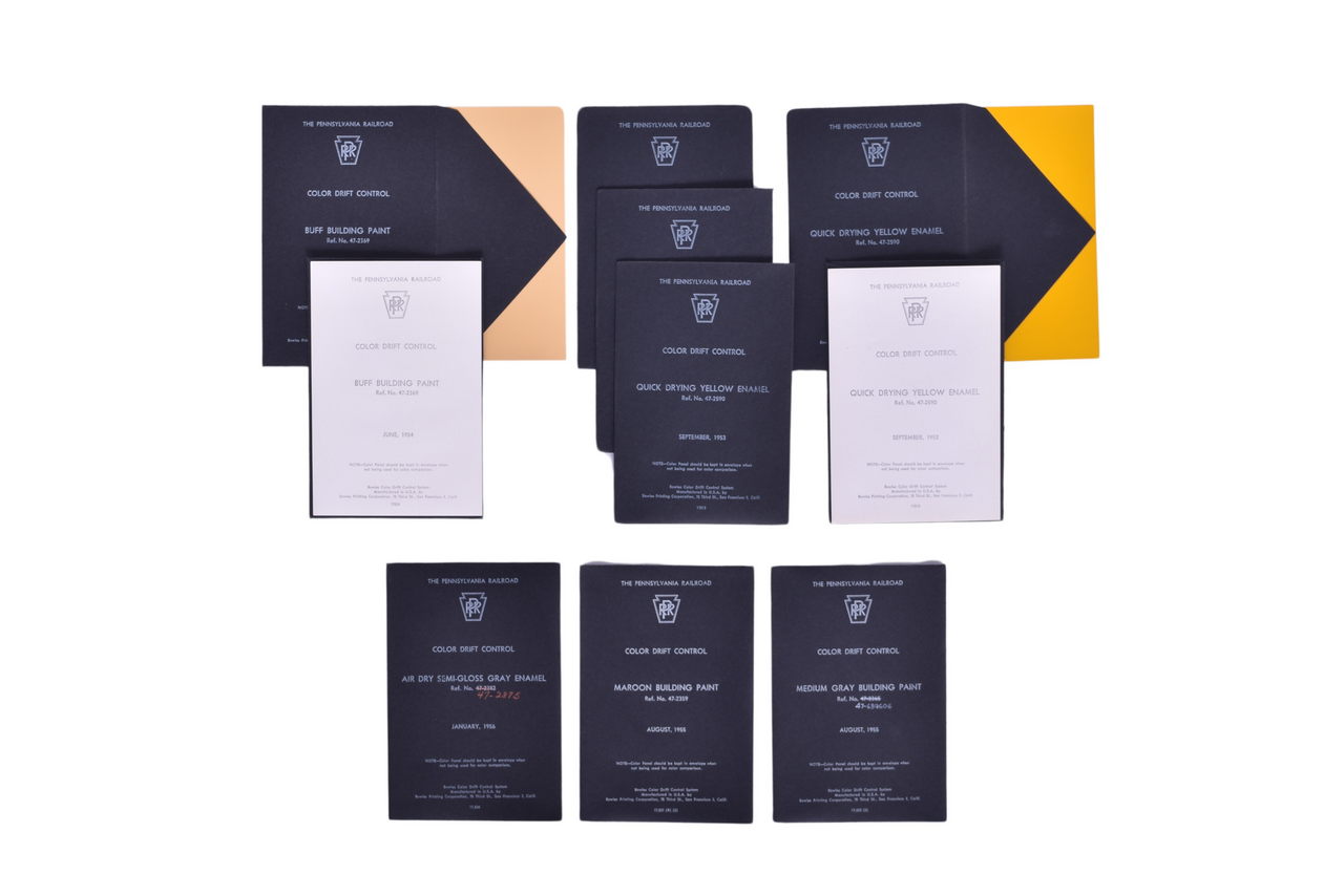 6545 - Ten Original Pennsylvania Railroad Color Drift Control Cards & Envelopes - 1953, 1954, 1955, 1956 thumbnail