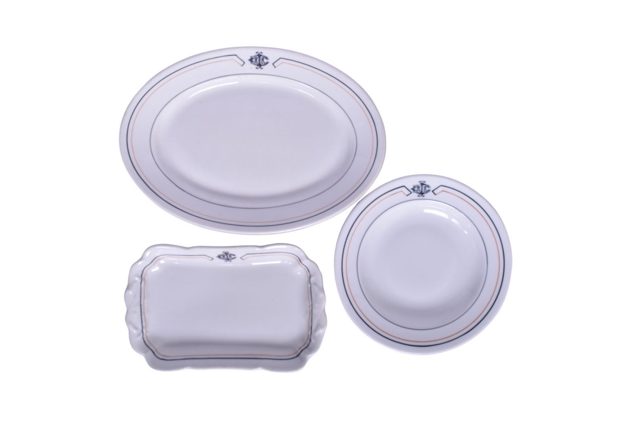 6548 - Illinois Central Railroad China Louisane Oval Platter, Rectangular Platter, and Soup Bowl Plate thumbnail