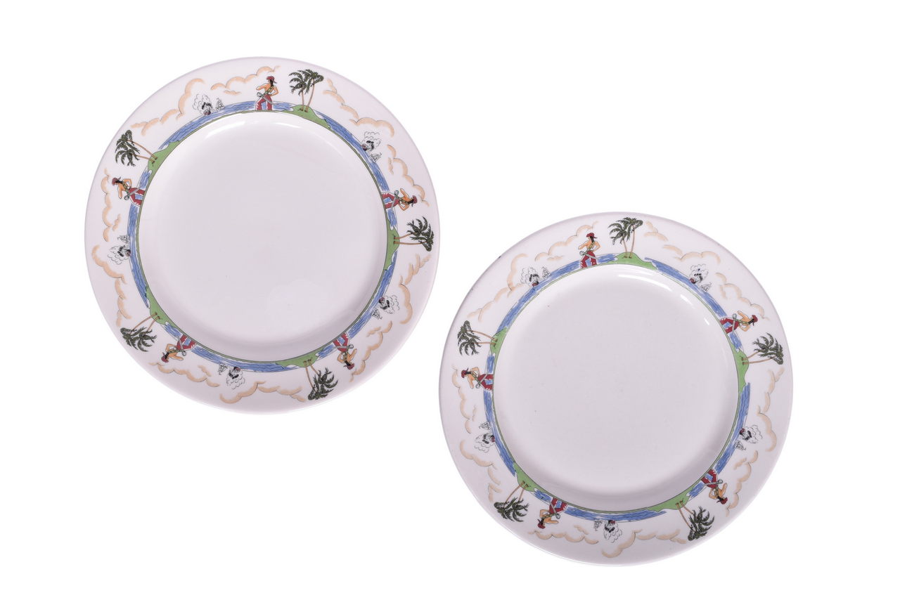 6552 - Pair of Illinois Central Railroad China Pirate Dinner Plates thumbnail