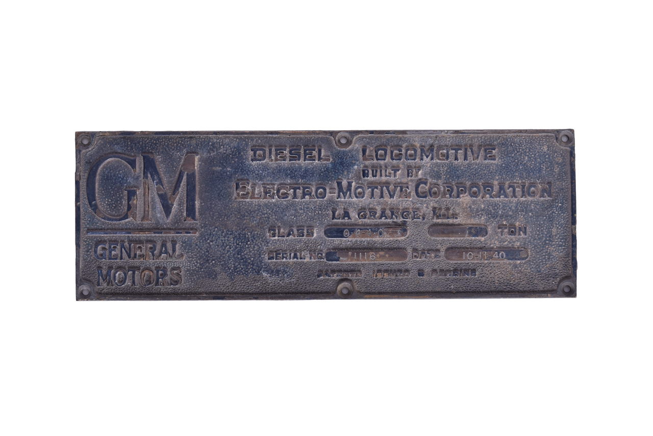 6574 - General Motors - Electro-Motive Division Baltimore and Ohio NW-2 #402 Brass Builders Plate thumbnail
