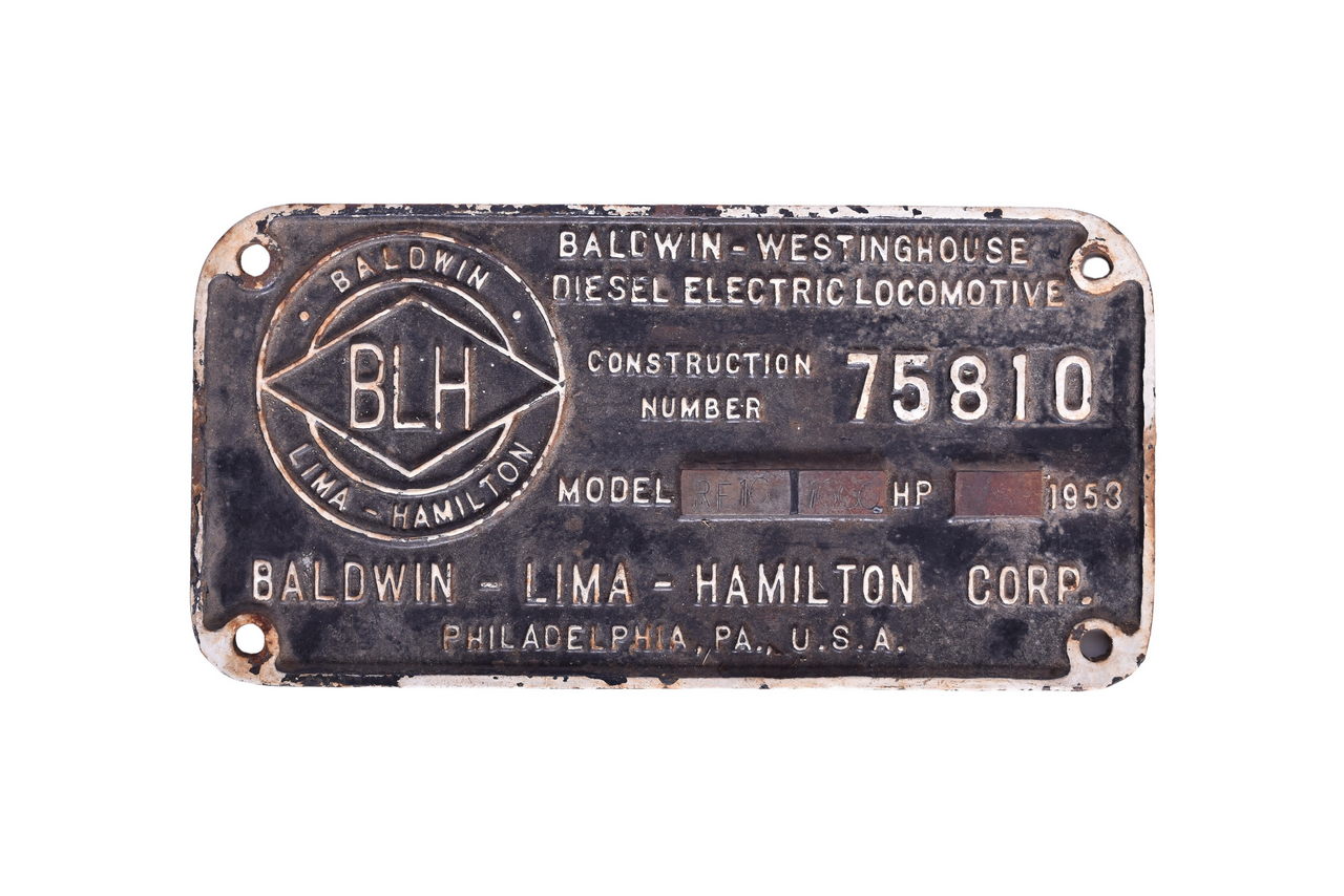 6578 - Baltimore and Ohio RF-16 Shark Nose Diesel Locomotive Builders Plate thumbnail