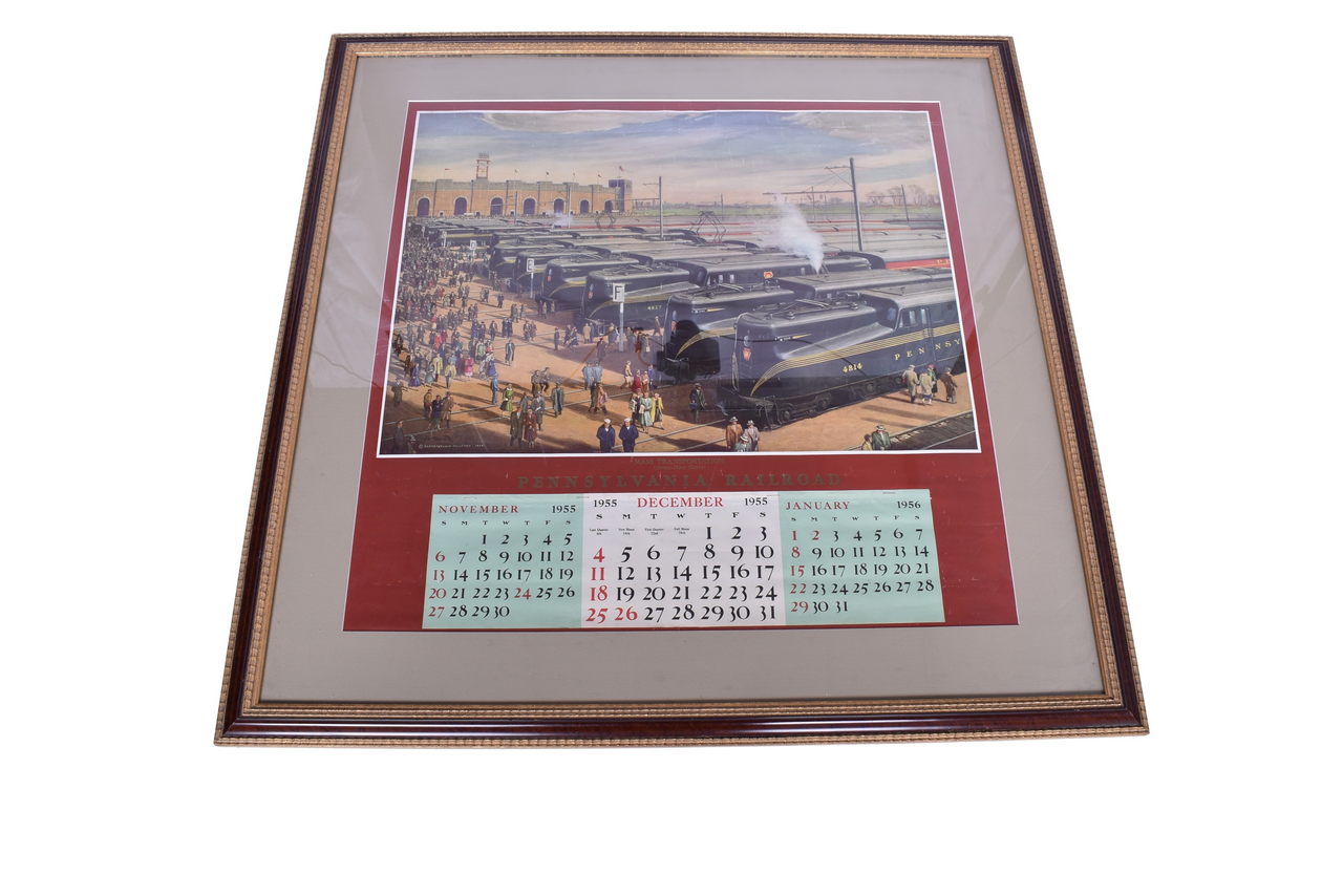 6592 - Framed Pennsylvania Railroad Wall Calendar Featuring the GG-1 Electric Locomotives thumbnail