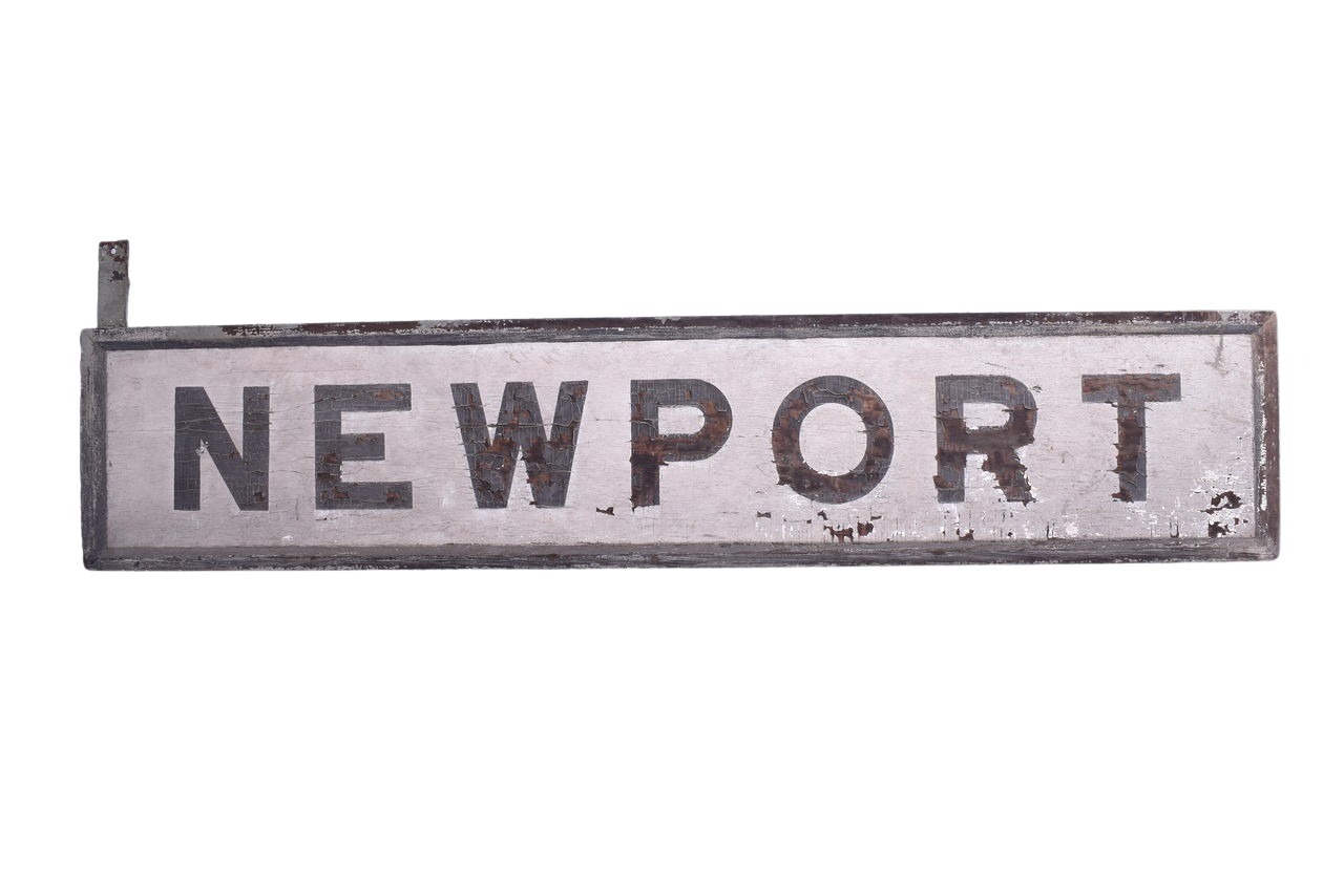 6596 - Large Wooden Newport, Kentucky Railroad Depot Sign thumbnail