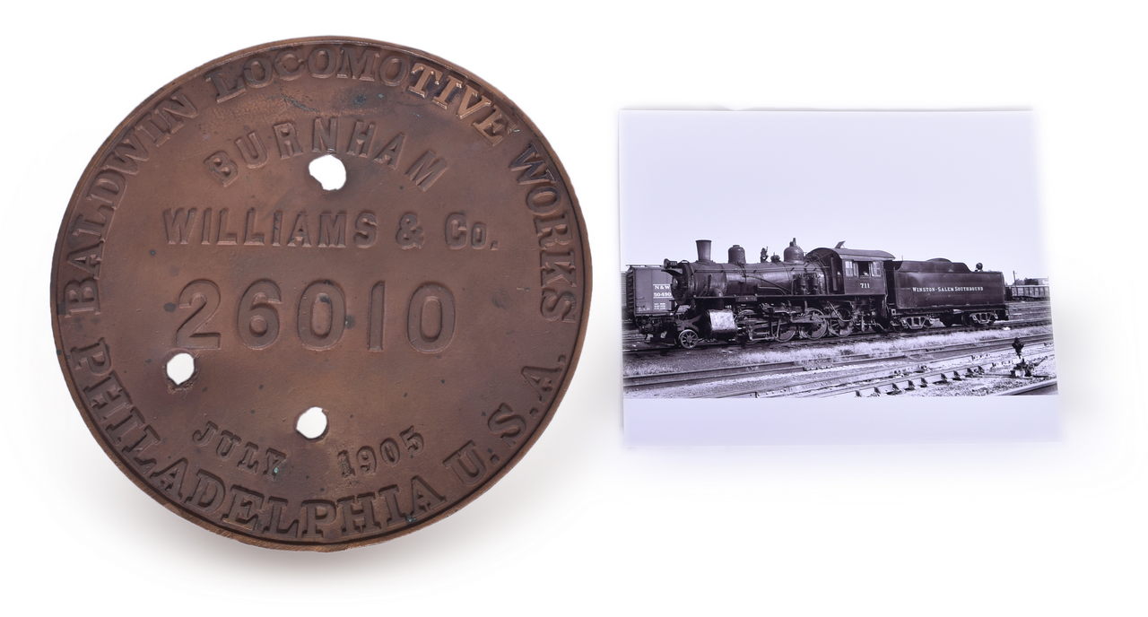 6602 - N&W / Winston Salem Southbound #711 Baldwin Locomotive Builders Plate thumbnail