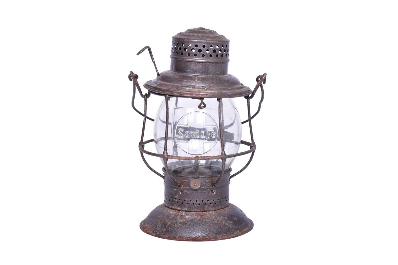 6610 - Adams & Westlake Santa Fe Railroad Bell Bottom Lantern with Santa Fe Cross Cast Globe thumbnail