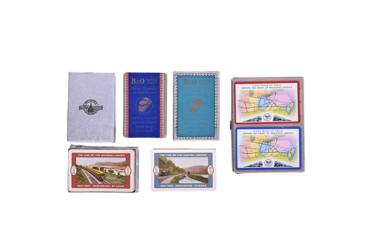 6623 - Six Baltimore and Ohio Railroad Playing Card Decks Including New Old Stock thumbnail