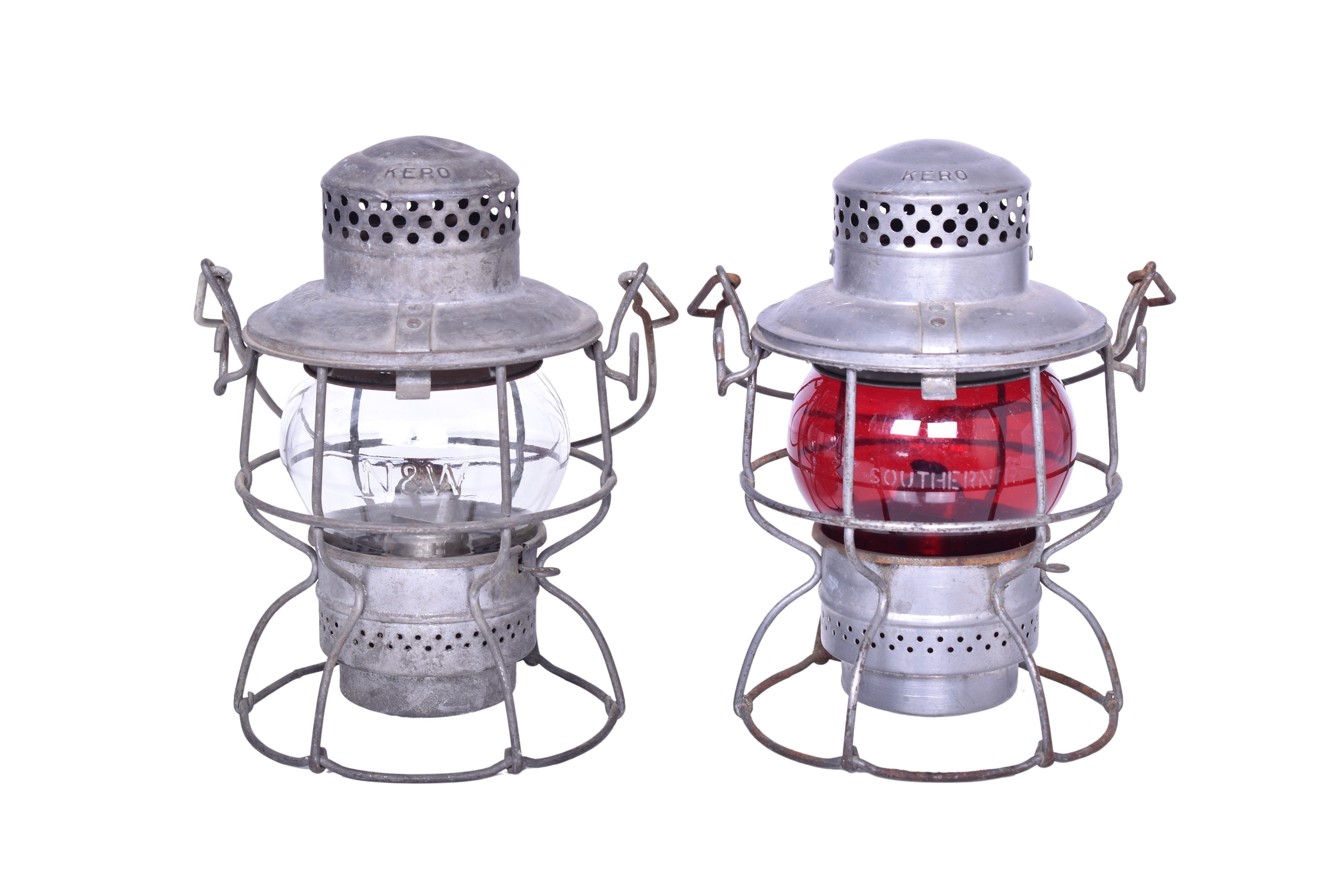 6002 - Pair of Adlake Kero Railroad Lanterns - Southern and Norfolk and Western Railroad thumbnail